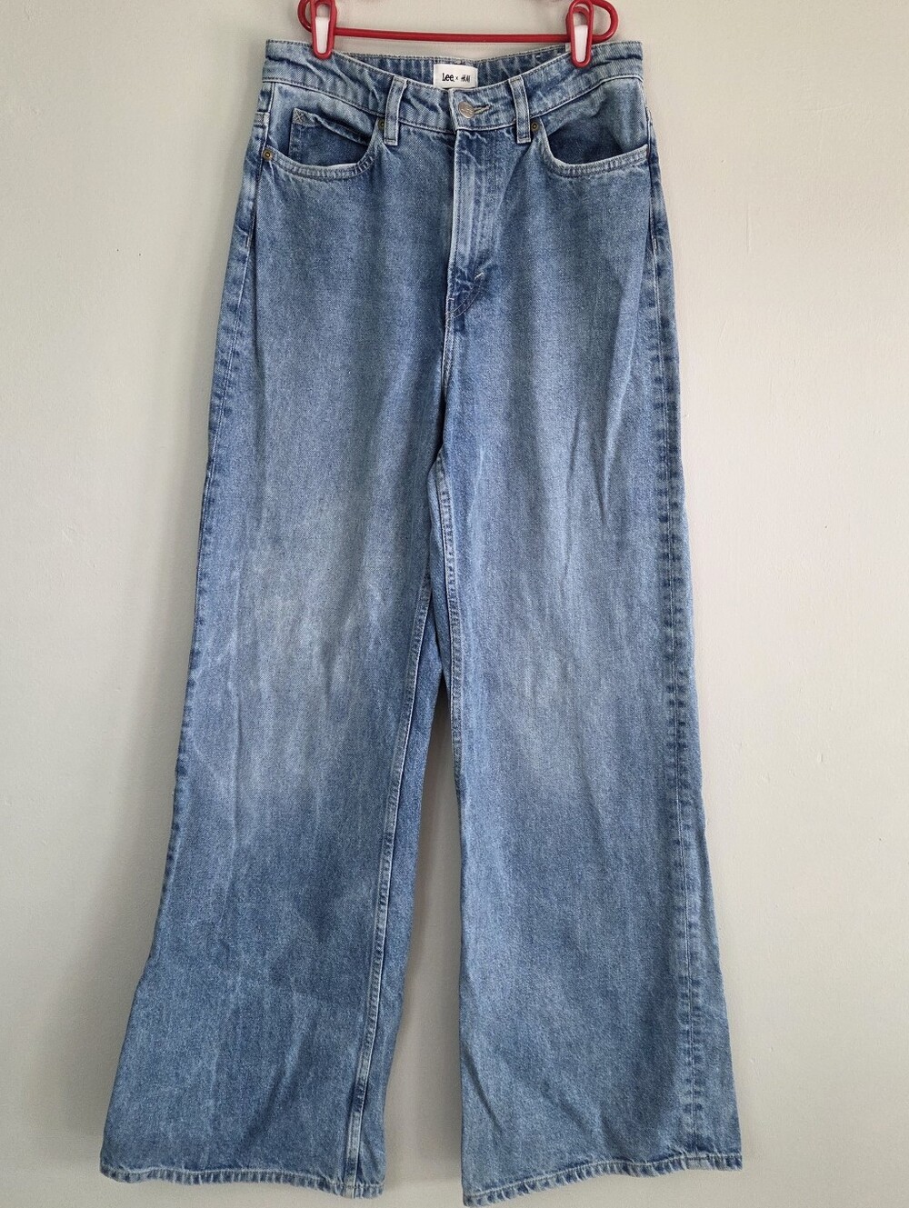 Lee And H & M Collab Baggy Wide Leg Blie Jeans Size 6 High Waist